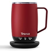 Tronco Temperature Control Heated Coffee Mug 14 oz – Rechargeable Self-Heating Smart Mug with Lid...