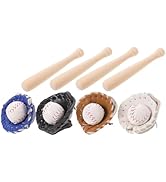 4 Sets Miniature Baseball Softball Set, Mini Baseball Bat, Pu Leather Glove, and Ball Dollhouse A...