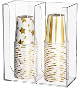 Suwimut Acrylic Coffee Cup and Lid Storage Organizer Holder, 2 Compartments Disposable Paper Cup ...