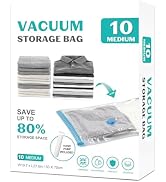ZOESTORAGE 10 Pack Medium Vacuum Storage Bags Seal Bags for Bedding Clothing Compression Bags for...