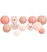 NICROLANDEE Wedding Party Decorations - 12PCS Rose Gold Vintage Floral Paper Lantern Hanging Deco...