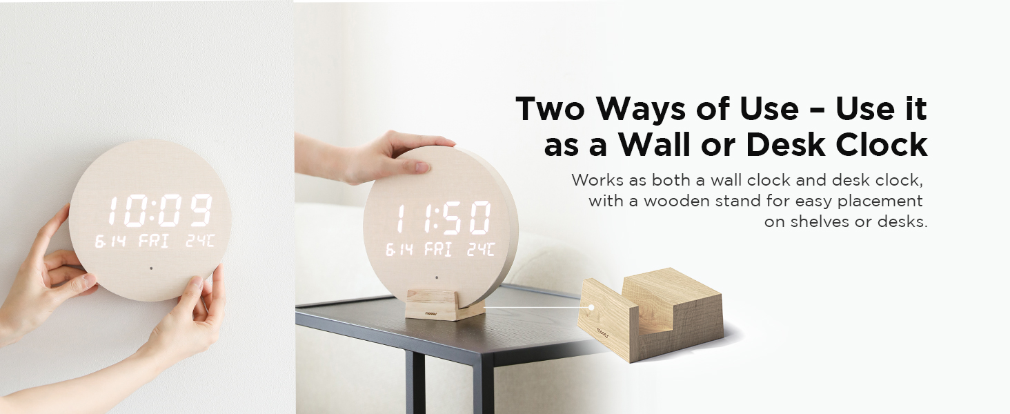 woodmoon wireless mini led digital wall clock desk clock cordless led clock