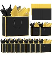 Epoesch 12 Pack Metallic Paper Gift Bags with Handles – Includes Tissue Paper – 11.8"x10"x4" – El...