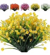 Artificial Flower Outdoor, 12 Bundles Plastic Flowers Outdoor Artificial Flowers Fake Flowers for...