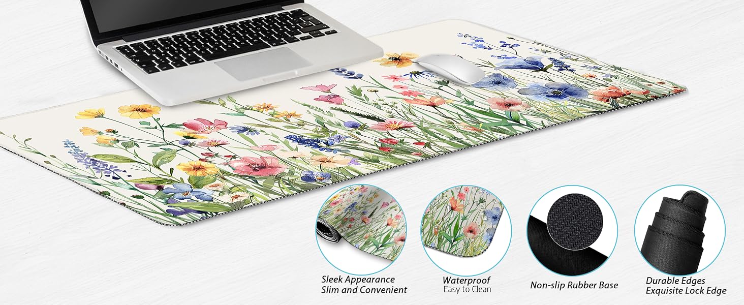 flower Large Gaming Mouse Pad