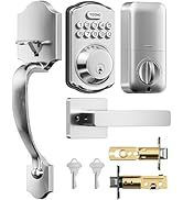 TEEHO TK001H Keyless Entry Door Lock with Handle Set, Electronic Deadbolt Keypad Door Lock with C...