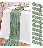 Sonhomay Cheesecloth Table Runner Sage Green, 10 Pack Boho Rustic Sheer Cheese Cloth Table Runner...