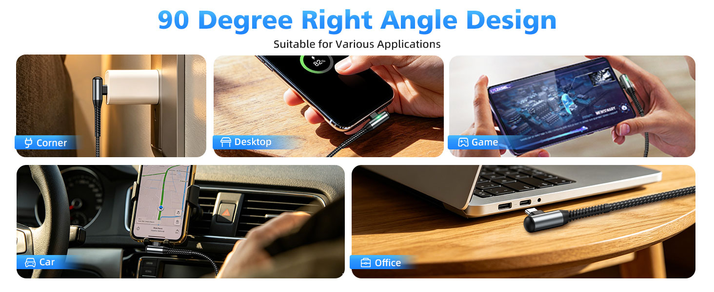 90 Degree USB C to USB C Dual Type C Cable