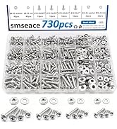 smseace 730Pcs 304 Stainless Steel Machine Screws Assortment Kit#10-24#8-32#6-32#4-40 Phillips Pa...