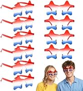 12 Pairs 4th of July Star Sunglasses, Fourth of July Accessories Red White and Blue Glasses USA 2...