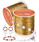 FIVEIZERO 656FT 0.3mm Gold Stainless Steel Beading Stringing Wire, 2 Rolls 7 Strand Jewelry Wire ...