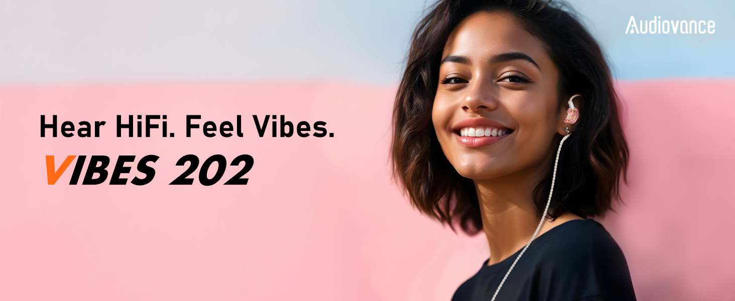 Vibes 202M Pink Wired Earbuds - HiFi in Ear Monitor Headphones