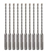 Sabre Tools 10-Pack SDS Plus 3/16" x 6" Rotary Hammer Drill Bits, Carbide Tipped for Brick, Stone...
