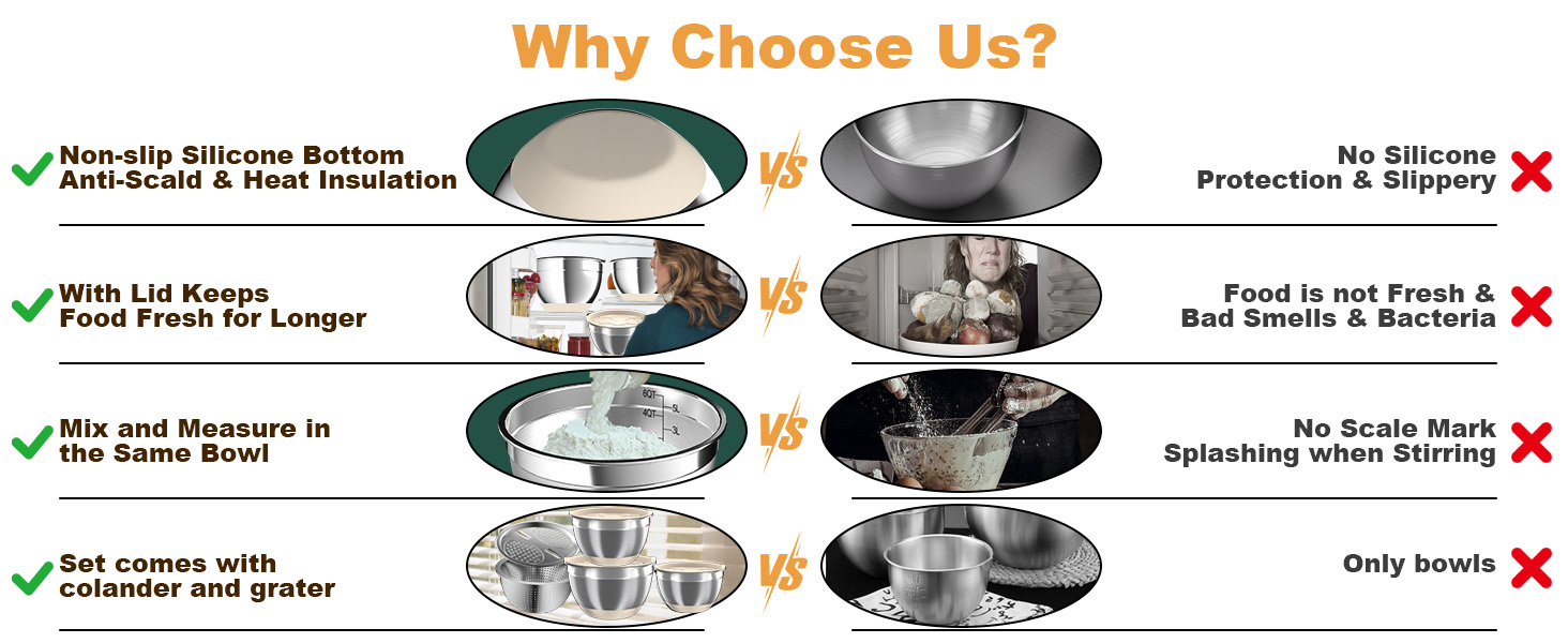 stainless steel mixing bowls with lids