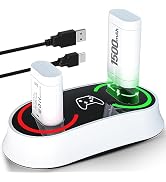 Battery Pack with Charger for Xbox Controller, 2 x 4400mWh (1500mAh) Fast Rechargeable Battery Ch...