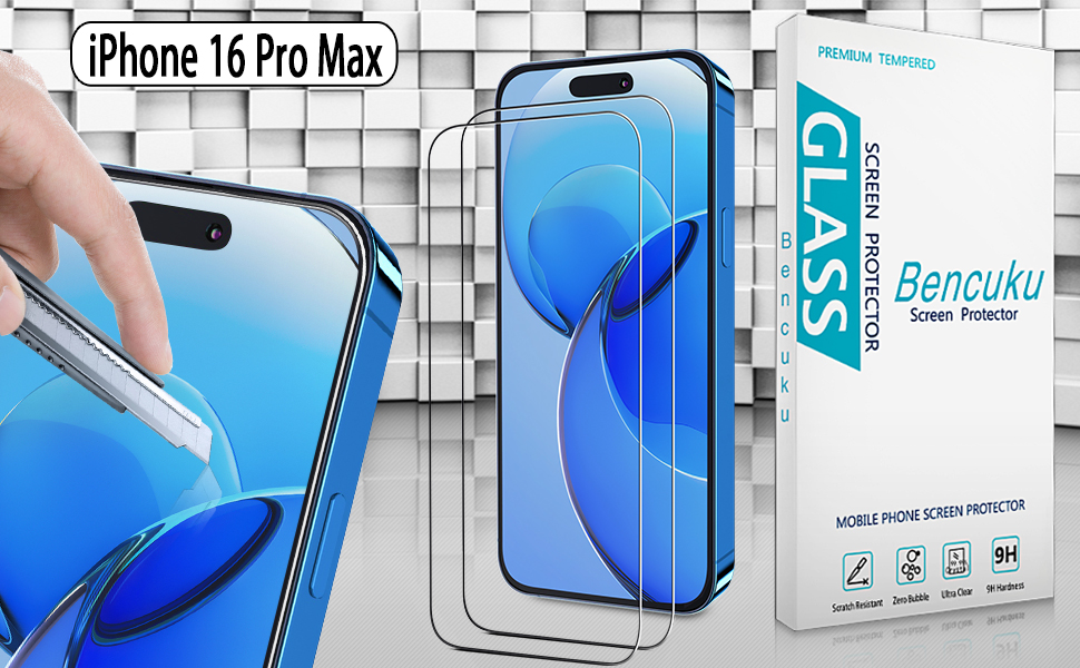 iPhone 16 Pro Max Tempered Glass Screen Protector