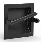 WZRUA Matte Black Recessed Toilet Paper Holder for Regular Rolls,Contemporary Hotel Style Pivotin...