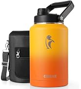 Coolflask Gallon Water Bottle Insulated, 128 oz Stainless Steel Water Jug Leakproof with Large Ha...