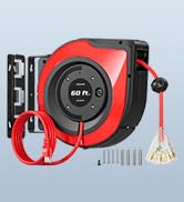 DEWENWILS Retractable Cord Reel, 60FT Heavy Duty Extension Cord, 12AWG/3C SJTOW, 3 Grounded Outle...