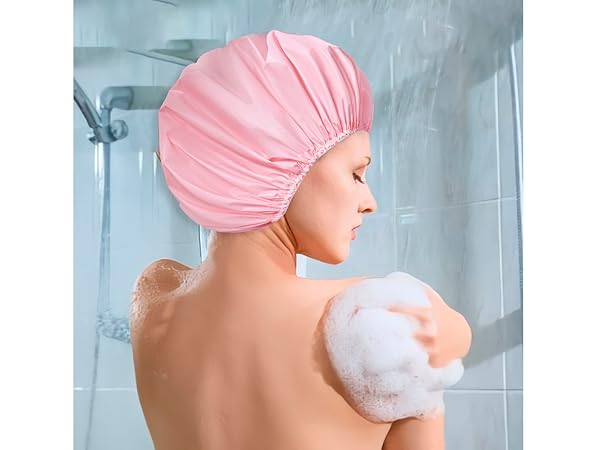 Shower Caps for Women 6 PCS Reusable Bath Caps - Star