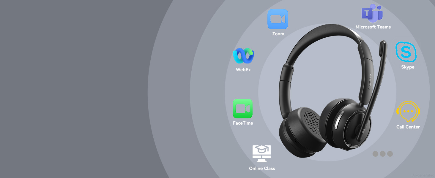 wireless headset with mic for work