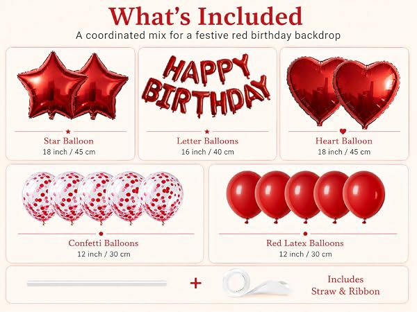 red happy birthday decorations