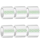 MJUNM 6 Rolls Heavy Duty Clear Packing Tape - Quiet Packaging Tape 1.5 INCH Core Shipping Tape Re...