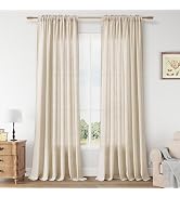 Guken Linen Curtains 84 Inch Length for Living Room Bedroom 2 Panels Set Rod Pocket Light Filteri...