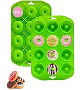 Sinoskye Silicone Donut Pan for Baking, 2 Pack Mini Donut Mold 12 Cavity Silicone Doughnut Pan Se...