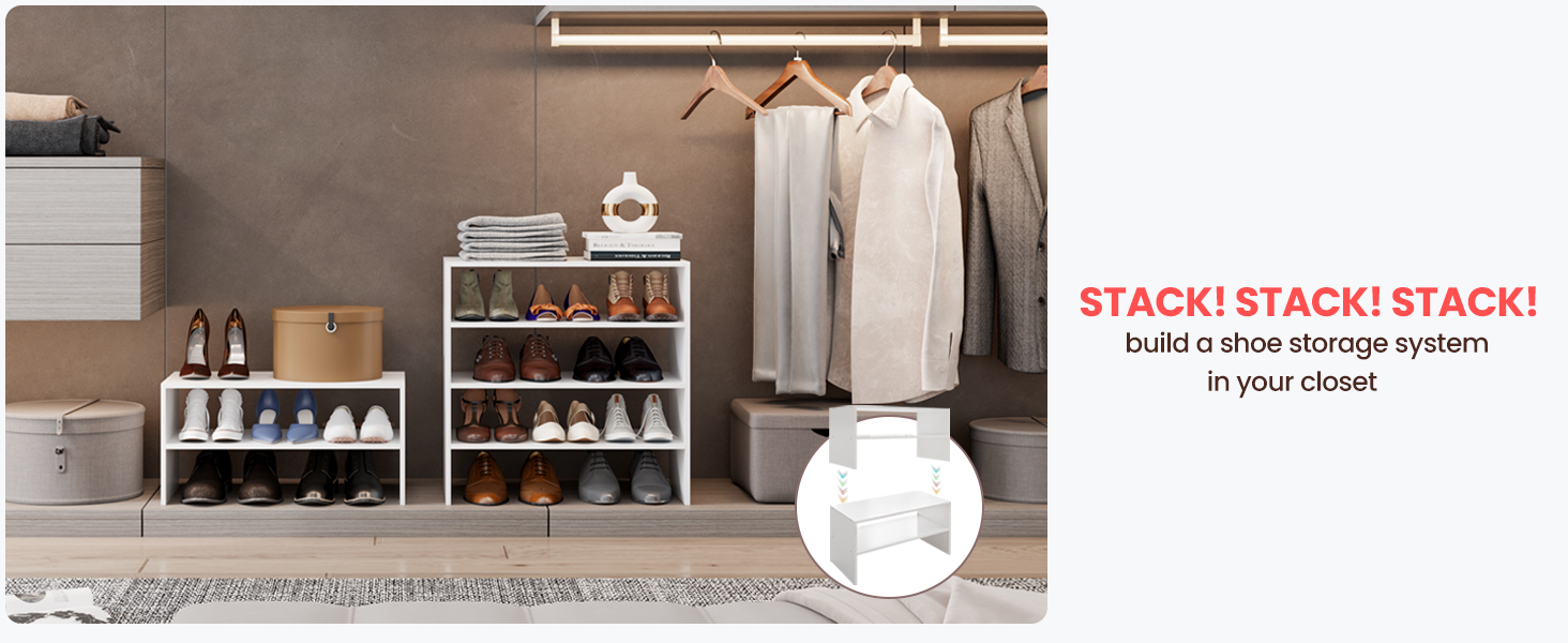 stackable white shoe organizer