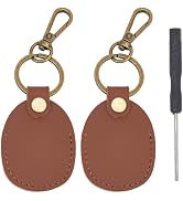 CALFOVERA 1 Box 3PCS PU Leather Sublimation Keyring Blank Oval Rotatable Key Fob Holder Double Si...