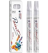 White Permanent Paint Marker Pens - 2 Count Oil Based Marker Pen, Medium Tip, Waterproof & Quick ...
