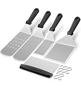 HaSteeL Griddle Accessories Kit of 5, Heavy Duty Metal Spatula, Professional Stainless Steel Flat...