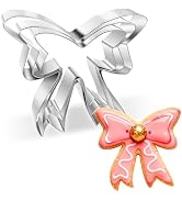 CUTENJOY 3 Piece Ribbon Bow Cookie Cutter Set,3" 3.5" 4.4" Stainless Steel Cookie Cutters for Bak...