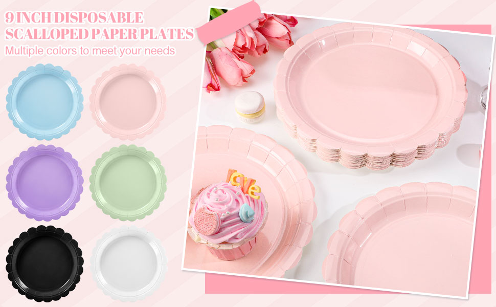 pink paper plates