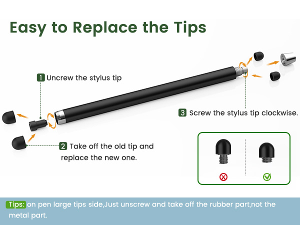 Easy to replace the stylus tips