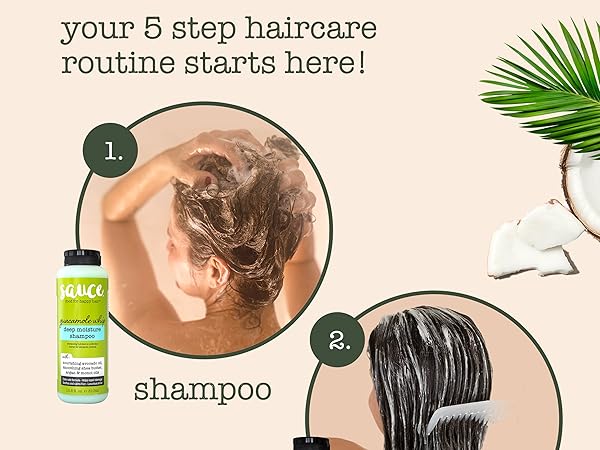 Sauce Beauty Guacamole Collection 5 step haircare routine