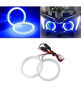 Qasim 1-Pair Blue 80MM 63SMD COB LED Halo Ring Angel Eyes with lampshade Cover Led DRL Fog Light ...