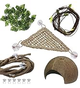 PINVNBY Bearded Dragon Tank Accessories,Lizard Habitat Hammock Reptile Natural Coconut Shell Cave...