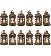 LLQ Mini Lantern with Flicker LED Candle, 12PCS Small Candle Lanterns Decorative, Vintage Hanging...