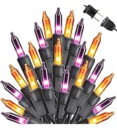 Orange & Purple Halloween Lights, 75ft 300 Count Incandescent String Light | UL Certified Connect...