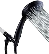 High Pressure Shower Head 6 Spray Setting Hand Held Shower Head with Adjustable Solid Brass Showe...