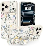 Jefonha Case for iPhone 17 Pro Max Silicone Phone Case with Strap for Women Girls Cute Flowers Fl...