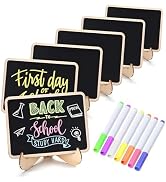 NVAAV Vintage Wooden Mini Chalkboard Signs - Set of 6 | 4 x 3 Inch Tabletop Chalkboard Sign with ...