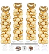 Toosci 4 Sets Balloon Column Stand Kit, 7 Feet Height Adjustable Balloon Tower Pillar with Reusab...