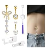 QWALIT Belly Piercing Kit Belly Button Piercing Kit Gold Self Disposable Bellybutton Piercings ki...