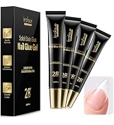 Krofaue Solid Nail Glue Gel, Press on Nail Glue 4 x 20g Each (80g Total), UV LED Lamp Curing Stro...