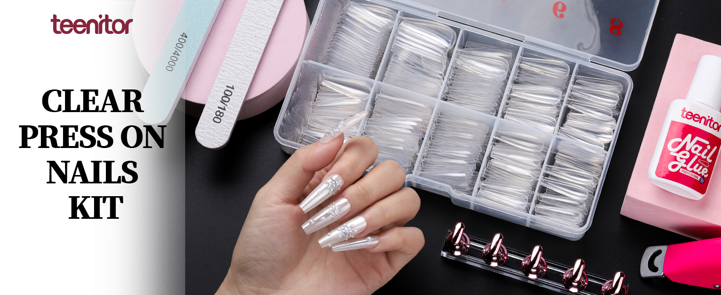 clear press on nails kit