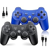 OKHAHA Controller 2 Pack for PS3 Wireless Controller for Sony Playstation 3, Double Shock 3, Blue...