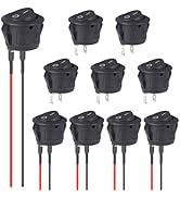 VEXUNGA Round Rocker Switch 12V ON Off Switches Small Mini 12Volt Toggle Switch 2Pin AC 6A 250V 1...